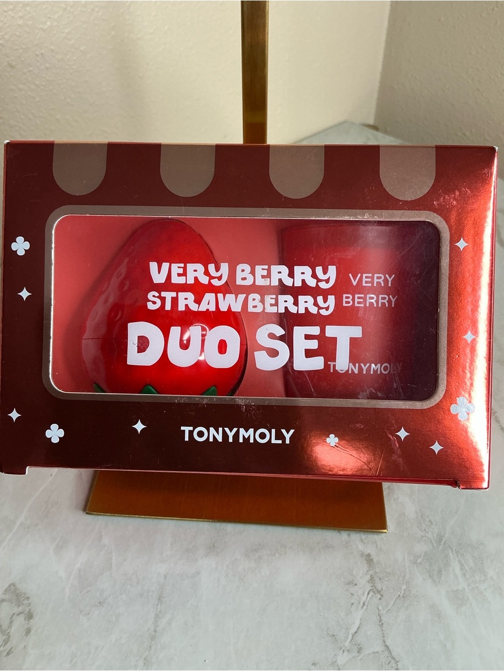 TonyMoly Very Berry Strawberry Duo Set - Strawberry Shape Hand Lotion & Candle